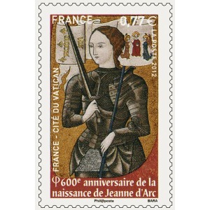 FRANCIA - 2012 - 600° della nascita di Santa Giovanna D'Arco - 1 v. (E.C. di Francia con Vaticano)