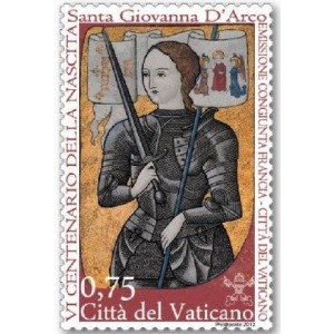 VATICANO - 2012 - 600° della nascita di Santa Giovanna D'Arco - 1 v. da BF (E.C. di Vaticano con Francia)