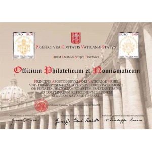 VATICANO - 2012 - Certificato filatelico per il restauro del colonnato di Piazza San Pietro - 1 BF