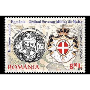 ROMANIA - 2012 - Cristianesimo e Araldica - 1 v. (E.C. di Romania con S.M.O.M.)