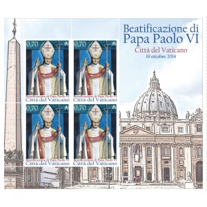 VATICANO - 2014 - Beatificazione Papa Paolo VI - 1 MF da 4 v.