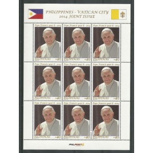 FILIPPINE - 2014 - Papa Francesco anno II - 1 MF da 9 v. (E.C. di Filippine con Vaticano)