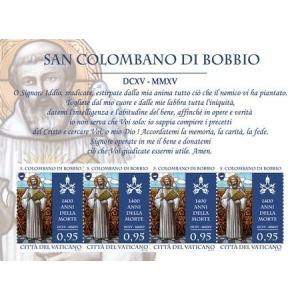 VATICANO - 2015 - 1400° della morte di San Colombano di Bobbio - 1 MF da 4 v.