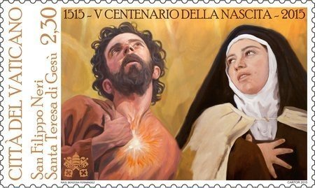2015 500° della nascita di Santa Teresa di Gesu e di San Filippo Neri 1 v. Vaticano VATICANO - 2015 - 500° della nascita di Santa Teresa di Gesù e di San Filippo Neri - 1 v.