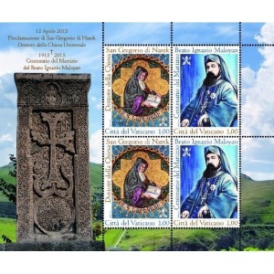 VATICANO - 2015 - Proclamazione di San Gregorio di Narek e 100° della morte del Beato Ignazio Maloyan - 1 MF da 2 coppie