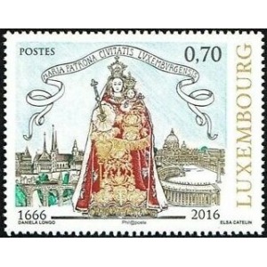 LUSSEMBURGO - 2016 - 350° di Maria Consolatrice degli Afflitti e Patrona del Lussemburgo - 1 v. (E.C. di Lussemburgo con Vaticano)