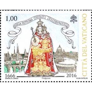 VATICANO - 2016 - 350° di Maria Consolatrice degli Afflitti e Patrona del Lussemburgo - 1 v. (E.C. di Vaticano con Lussemburgo)