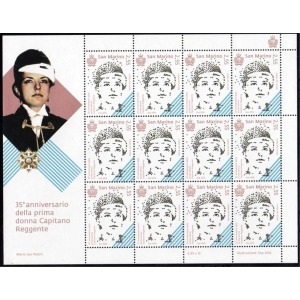 SAN MARINO - 2016 - 35° della prima donna Capitano Reggente Maria Lea Pedini - 1 MF da 12 v. con illustrazione