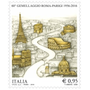 ITALIA - 2016 - 60° del gemellaggio Roma-Parigi - 1 v.