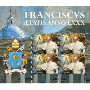 VATICANO - 2016 - 80° Genetliaco di Papa Francesco - 1 MF da 4 v.