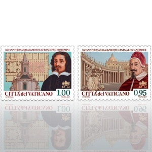 VATICANO - 2017 - 350° della morte di Papa Alessandro VII e di Francesco Borromini - 2 v.