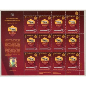SAN MARINO - 2017 - 90° dell'AS Roma - 1 MF da 12 v. con illustrazione