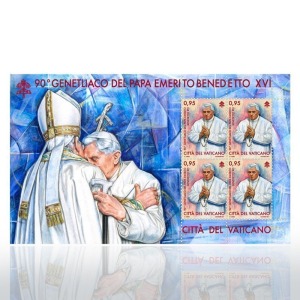 VATICANO - 2017 - 90° genetliaco del Papa Emerito Benedetto XVI - 1 MF da 4 v.