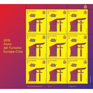 SAN MARINO - 2018 - Anno del turismo Europa-Cina - 3 MF da 12 v. con illustrazione