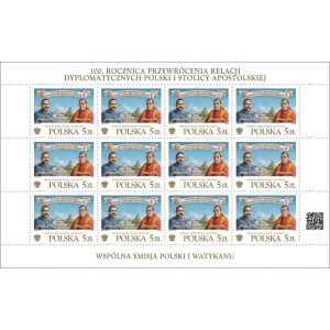 POLONIA - 2019 - 100° del ripristino delle relazioni diplomatiche tra Santa Sede e Polonia - 1 MF da 12 v. (E.C. di Polonia con Vaticano)