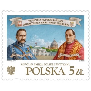 POLONIA - 2019 - 100° del ripristino delle relazioni diplomatiche tra Santa Sede e Polonia - 1 v. (E.C. di Polonia con Vaticano)