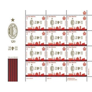 SAN MARINO - 2019 - 120 anni Milan - 1 MF da 12 v. con illustrazione