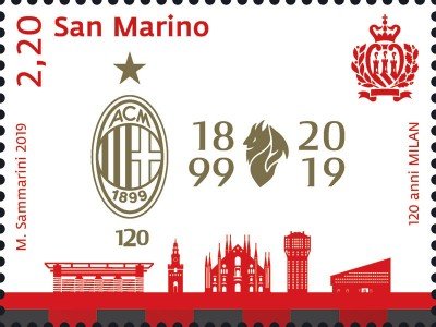 2019 120 anni Milan 1 v. San Marino SAN MARINO - 2019 - 120 anni Milan - 1 v.