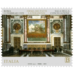 ITALIA - 2019 - 90° anniversario dei Patti Lateranensi e della Fondazione dello Stato della Città del Vaticano - 1 v. (E.C. di Italia con Vaticano)