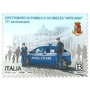 ITALIA - 2020 - 75° dell'Ispettorato di Pubblica Sicurezza Vaticano - 1 v. con codice a barre