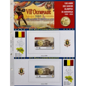 ABAFIL - Foglio 2,5 € Belgio 2020 Olimpiadi di Anversa in coin card (doppia versione)