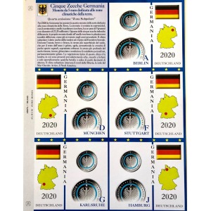 ABAFIL - Foglio ALBUM 5 € GERMANIA METALLO E POLIMERO 2020 Zona Subpolare 5 Zecche