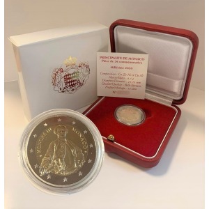 PREVENDITA: MONACO - 2020 - 2 € 300° della nascita del principe Honoré III - PROOF in cofanetto