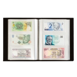 LEUCHTTURM - Album per 300 banconote con 100 fogli trasparenti robusti a 3 tasche - Nero
