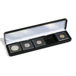 LEUCHTTURM - Astuccio NOBILE in metallo a 5 caselle quadrate da 50 mm - Nero