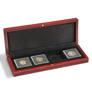 LEUCHTTURM - Astuccio VOLTERRA in legno a 4 caselle quadrate da 50 mm - Mogano