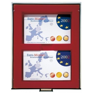 LINDNER - BOX PER COLLEZIONISTI FUMÉ a 2 caselle rettangolari da 165x105 mm - Bordeaux