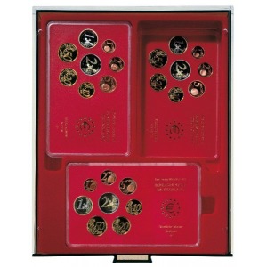LINDNER - BOX PER COLLEZIONISTI FUMÉ a 3 caselle rettangolari da 160x110 mm - Bordeaux