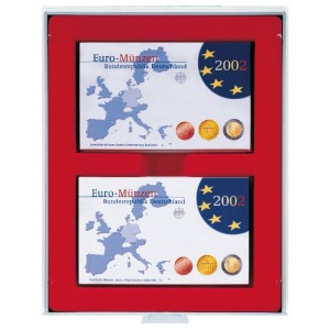 LINDNER - BOX PER COLLEZIONISTI STANDARD a 2 caselle rettangolari da 165x105 mm - Rosso