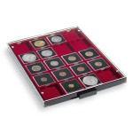 LEUCHTTURM - Box MB fumé con vassoio in floccato bordeaux a 20 caselle quadrate da 50 mm con tacca