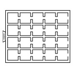 LEUCHTTURM - Box MB fumé con vassoio in floccato nero a 20 caselle quadrate da 50 mm con tacca