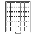 LEUCHTTURM - Box MB fumé con vassoio in floccato nero a 30 caselle quadrate da 38 mm con tacca