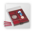 LEUCHTTURM - Box XL fumé con vassoio in floccato bordeaux con divisori mobili