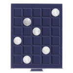 LEUCHTTURM - Box trasparente SMART con vassoio in floccato blu a 30 caselle quadrate da 33 mm
