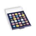 LEUCHTTURM - Box trasparente SMART con vassoio in floccato blu a 30 caselle quadrate da 33 mm