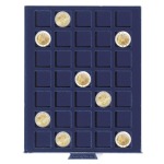 LEUCHTTURM - Box trasparente SMART con vassoio in floccato blu a 35 caselle quadrate da 27 mm