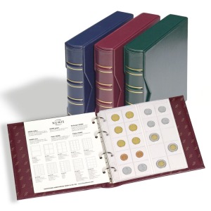 LEUCHTTURM - Cartella a 4 anelli NUMIS CLASSIC con 5 fogli assortiti per monete e custodia - Qualsiasi colore