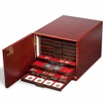 LEUCHTTURM - Cassettiera PORTABOX in legno per 10 Box MB o 6 Box MB XL vuota - Mogano