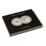LEUCHTTURM - Cofanetto VOLTERRA in legno con 1 ripiano a 20 caselle rotonde per once Ag. Canguro in capsula - Nero