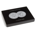 LEUCHTTURM - Cofanetto VOLTERRA in legno con 1 ripiano a 20 caselle rotonde per once Ag. Maple Leaf in capsula - Nero