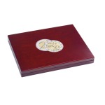 LEUCHTTURM - Cofanetto VOLTERRA in legno con 1 ripiano a 35 caselle rotonde da 32 mm per 2 € in capsula- Mogano