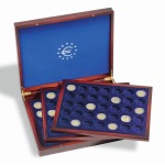 LEUCHTTURM - Cofanetto VOLTERRA in legno con 3 ripiani a 35 caselle rotonde da 32 mm - Mogano