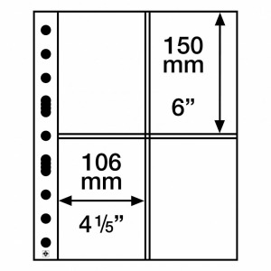 LEUCHTTURM - Fogli neri GRANDE 2 ST a 4 tasche da 106x150 mm per lato - 5 pz.