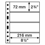 LEUCHTTURM - Fogli neri GRANDE 4 S a 4 tasche da 216x72 mm per lato - 5 pz.