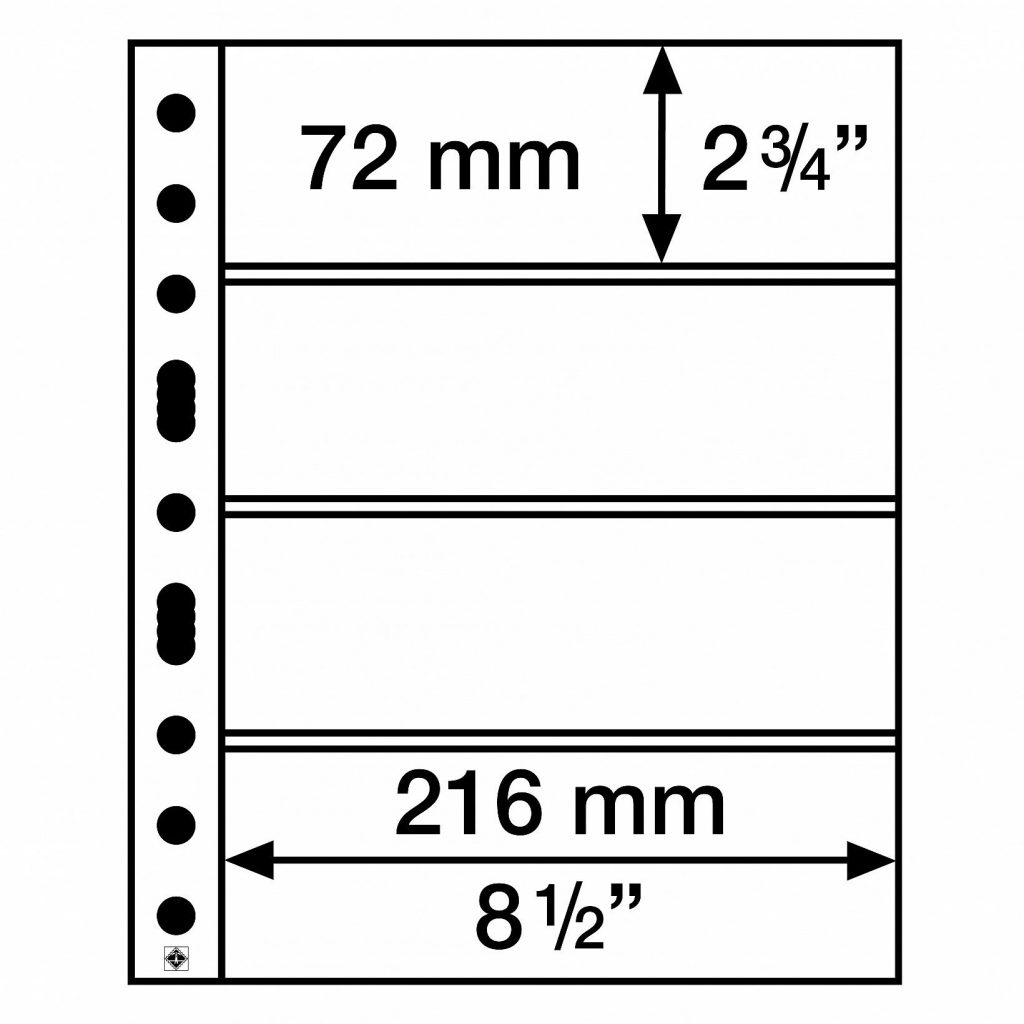 Fogli neri GRANDE 4 S a 4 tasche da 216x72 mm per lato 5 pz. Leuchtturm 1 LEUCHTTURM - Fogli neri GRANDE 4 S a 4 tasche da 216x72 mm per lato - 5 pz.