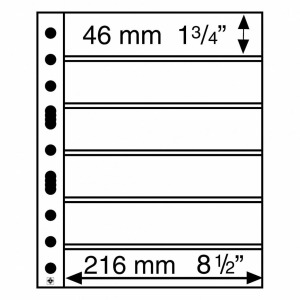 LEUCHTTURM - Fogli neri GRANDE 6 S a 6 tasche da 216x46 mm per lato - 5 pz.